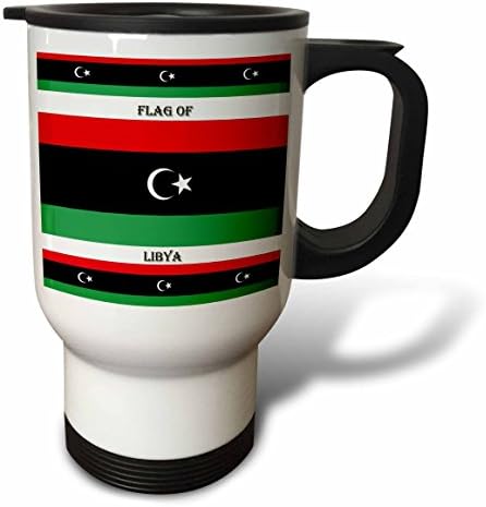 3dRose Zászló Líbia Rozsdamentes Acél Utazási Bögre, 14 oz, Természetes