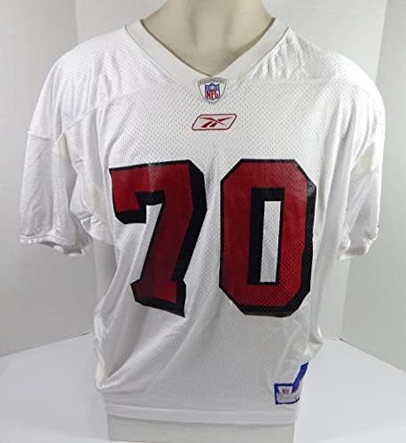 2002-ben a San Francisco 49ers 70 Játék Kiadott Fehér Gyakorlat Jersey XL DP32780 - Aláíratlan NFL Játék Használt Mezek