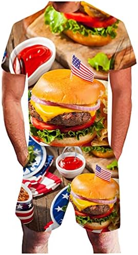 2023 Új 3D-s Férfi Zászló Nyári Nap Burger Alkalmi Nyomtatás Amerikai Öltöny Függetlenség Férfi Öltönyök & Beállítja, hogy