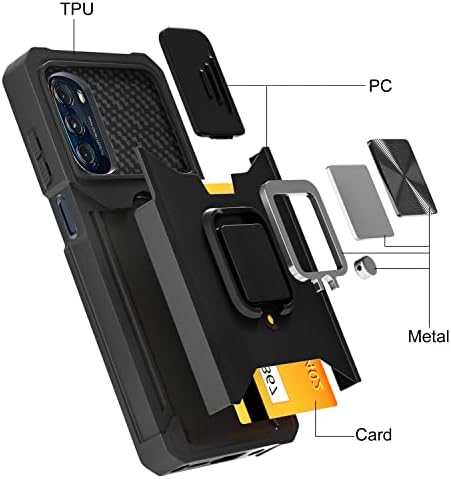 Lokyoo Kompatibilis Moto G Stylus 5G 2022 (Nem 2021) a Kamera Fedél & Kitámasztó, Dia objektívvédőt + Kártya Birtokosa, ütésálló,