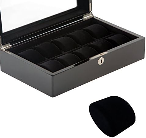A Luxus Doboz Lexington 10 Üveg Felső Nézni Box Megjelenítés Esetben - Fekete Szín (Magas Fényű Lakkozott)