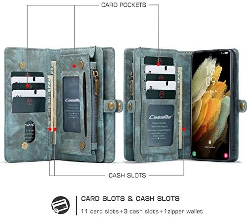 SWP tok Samsung Galaxy S21, Pénztárca Ügy w/Mágneses Levehető Fedél [11 Kártya Slot] tárcában w/Wristlets Pénzt Zsebre Esetben