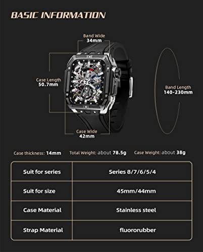 EKINS Titán Óra Zenekar Mod Készlet，Apple Óra 6 5 4 SE 44mm Légiközlekedési Titán Ötvözet Esetében+Gumi Integrált Watchband