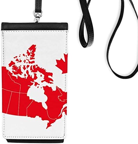 Vörös Juhar Szimbólum Kanada Ország Térkép Telefon, Pénztárca Táska Lóg Mobil Tok Fekete Zseb