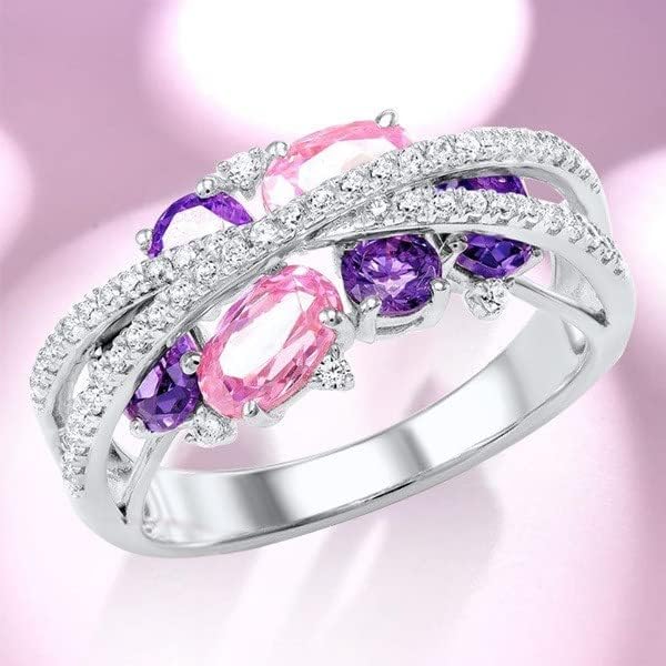Nők Ígéretét, Gyűrűk, X Alakú Üreges Rózsaszín Medál Gyémánt Gyűrű Nők Trend Cirkon Esküvői Gyűrű Női Ékszerek Szorongás