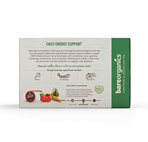 Csupasz Szerves 14198 ENERGETIZÁLÓ USDA Bio Kávé átitatva Superfoods & Probiotikumok, Szerves kávépárnák, Keurig K-Kupa Kompatibilis