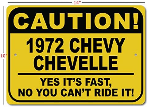1972 72 Chevy Chevelle Figyelem Gyors Autó Alá, Fém Újszerű Jele, Barlang Fali Dekor, Garázs Jel - 10x14 cm