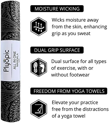 Plyopic All-In-One Yoga Mat | Luxus Verejték-Grip Mat/Törölköző Combo | Környezetbarát, Természetes Gumi | Ideális a Jóga,