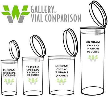 W Galéria 250 Egyértelmű 13 Dram-Pop Top - Légmentes Szag Bizonyíték Üveg - Műanyag Orvosi Minőségű gyógyszeres Üvegeket