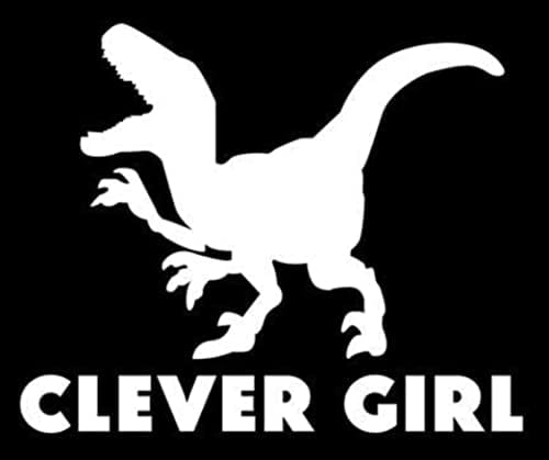 CD 9153 Okos Lány Velociraptor Jurassic Park Matrica Vinyl Matrica, Autók, Teherautók, Furgonok Falak Laptop Fehér 5.5 x
