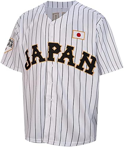 Férfi Ohtani 16 Varrott Japán Baseball Ujjas Fehér Fekete Csíkos Ing