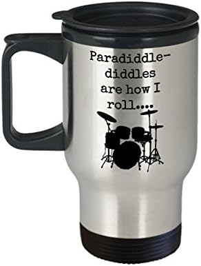 Paradiddles utazási bögre - percussionist utazási bögre - dobos ajándékok - Paradiddle chips vagy hogyan roll - 14 oz rozsdamentes