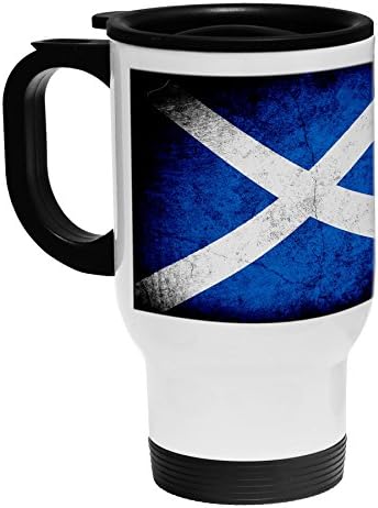 ExpressItBest Fehér Rozsdamentes Acél Kávé - /Bögre - Zászló Skócia - Skót- Rusztikus