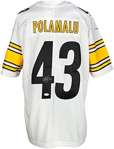 Troy Polamalu Aláírt Pittsburgh Steelers Fehér Nike Korlátozott Foci Mez SZÖVETSÉG - Dedikált NFL Mezeket
