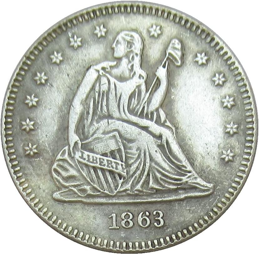 Egyesült ÁLLAMOK 25 Cent Zászló 1863 Ezüst Bevonatú Replika Emlékérme