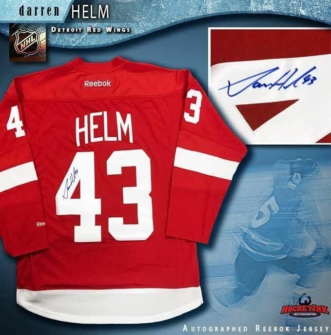 Darren Kormány aláírta a Detroit Red Wings Piros Reebok Jersey - Dedikált NHL-Mezek
