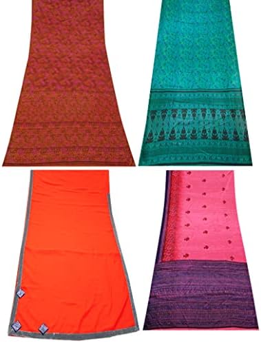 Peegli Vintage Ruhák Csomag 4 Virágos, Szilárd Ruha Wrap Szövet Többszínű DIY Kézműves Sari