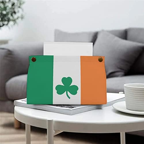 Írország Shamrock Lóhere Zászló PU Bőr Szövet Doboz Jogosultja papírtörölközőt Tároló Táska Office Home Hálószoba